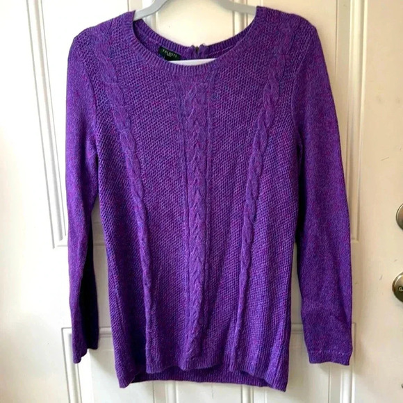 Talbots Cable Knit Sweater  Back Zip  S petite Purple Beautiful knit - Picture 1 of 7